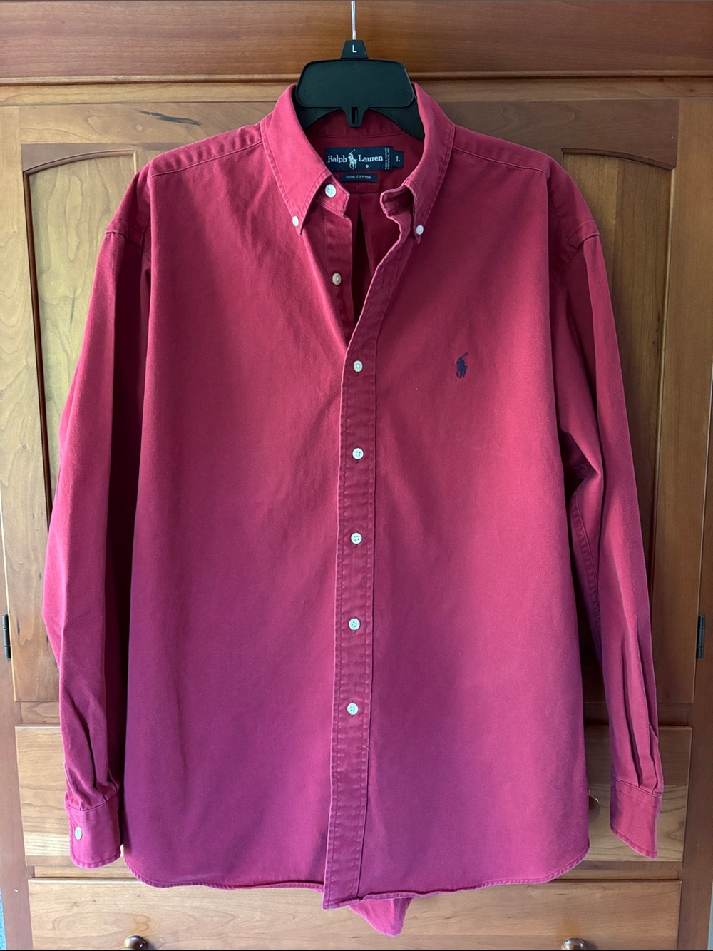 Ralph Lauren Red Long-Sleeve Button-Down Oxford Shirt